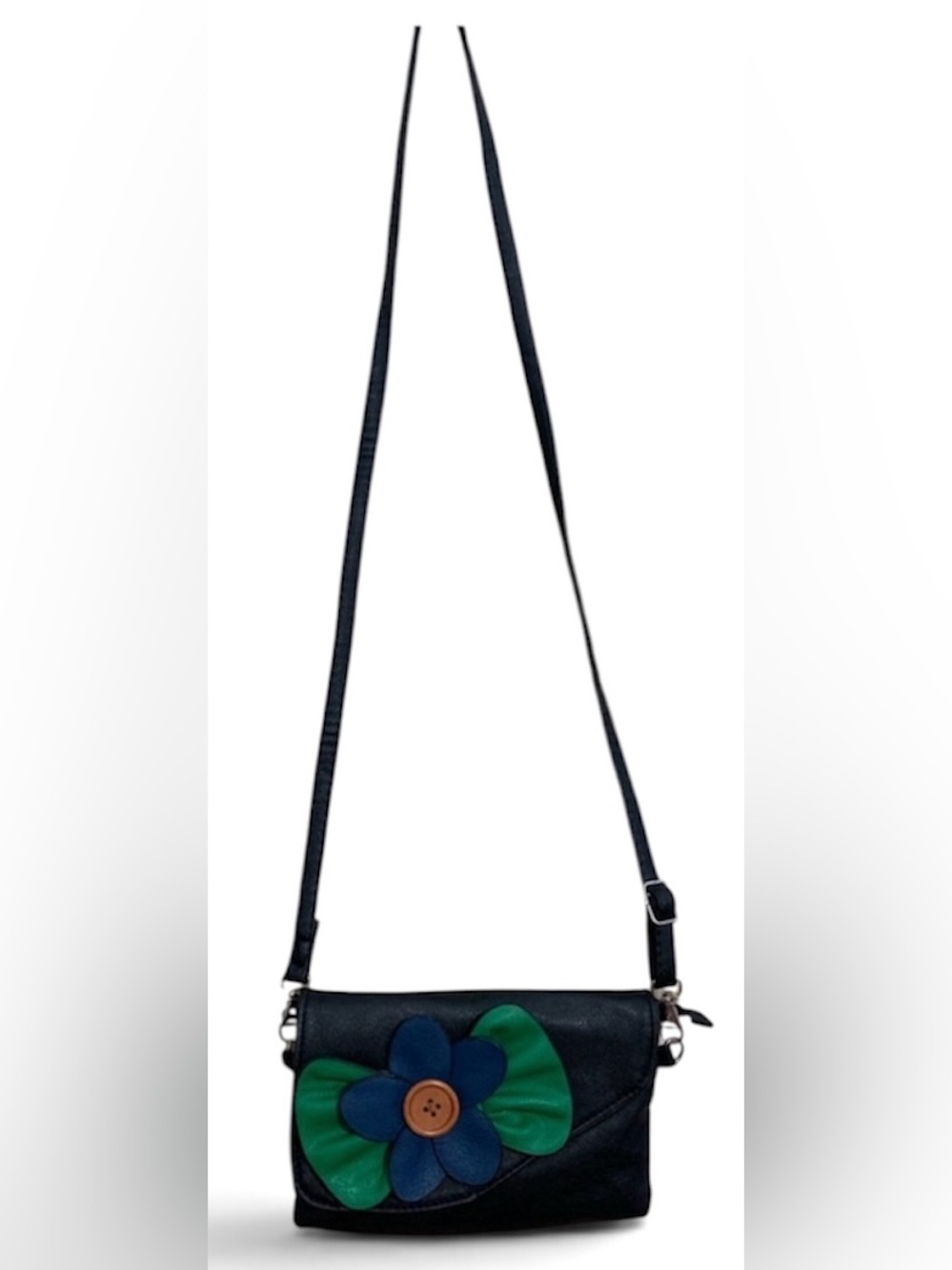 Sax crossbody clutch vegan leather adjustable boho bohemian flower muted tones
